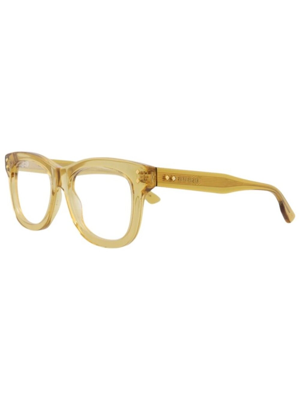 New Gucci Women's Eyeglasses Square Rectangle Acetate Frame Yellow Yellow